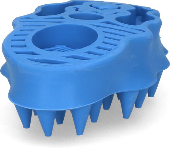 Kong hond Zoom Groom rubber hondenborstel, blauw