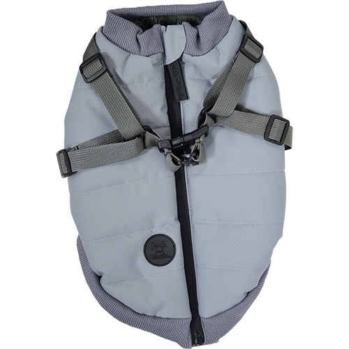 Jack and Vanilla Dogwalk Jacket Harness London – Hundemantel mit Geschirr – Grau – Erhältlich in 7 Größen