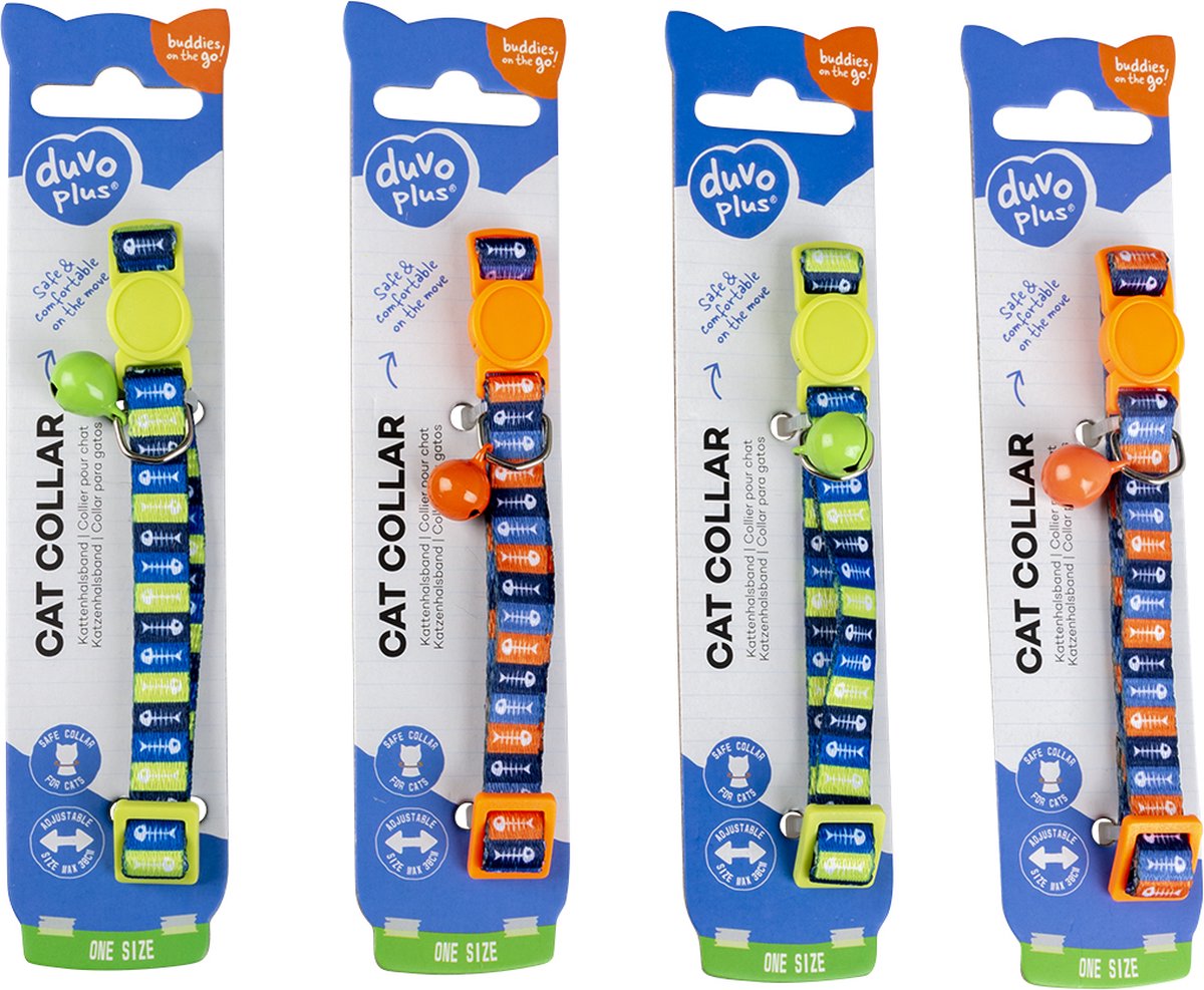 Kattenhalsband Visgraat Nylon 20-30cm / 10mm Gemengde Kleuren - 1st