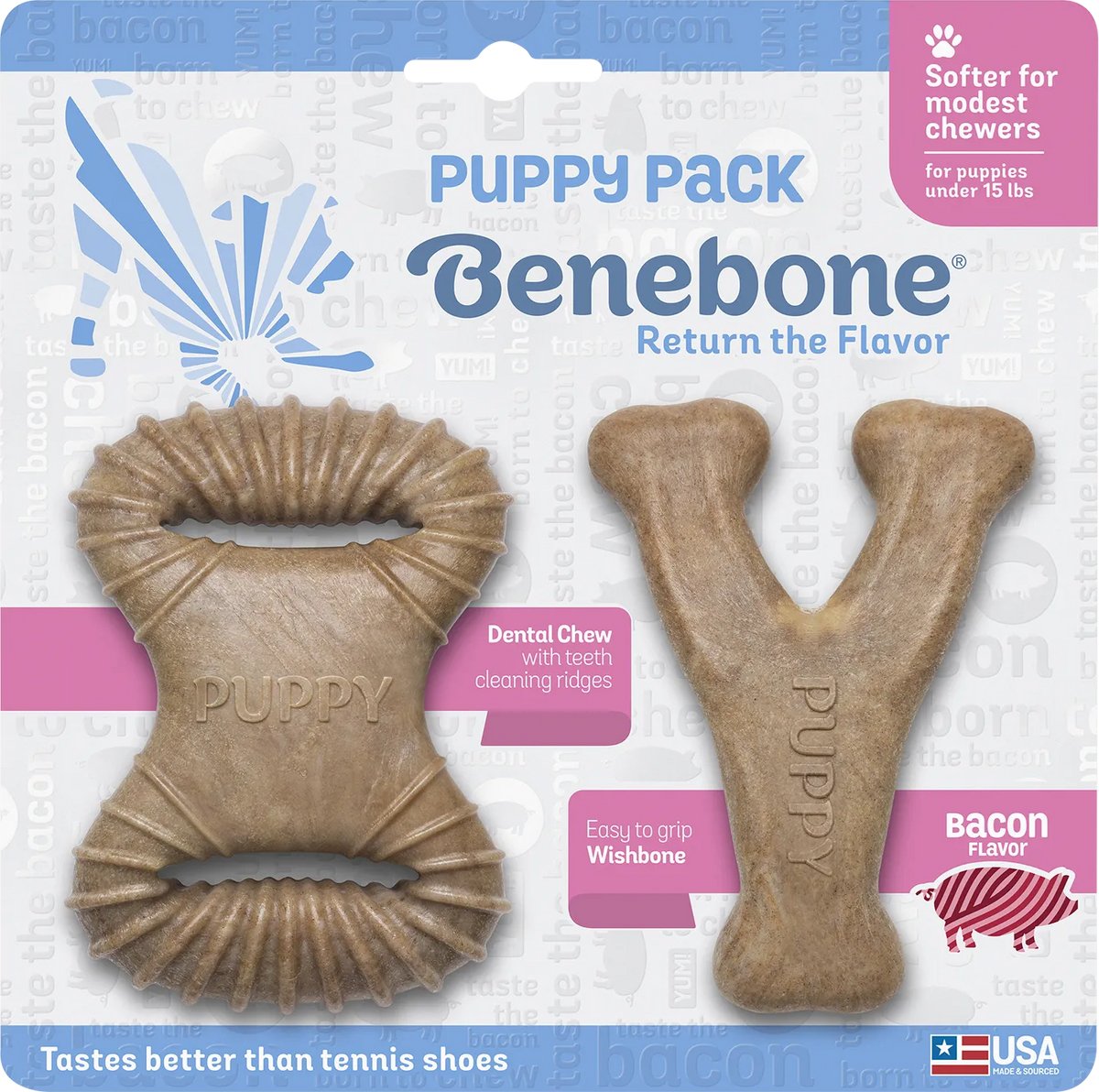 BENEBONE Puppy Pack (Dental Chew + Wishbone) Kauwspeelgoed - Nylon - XS - Set van 2 stuks