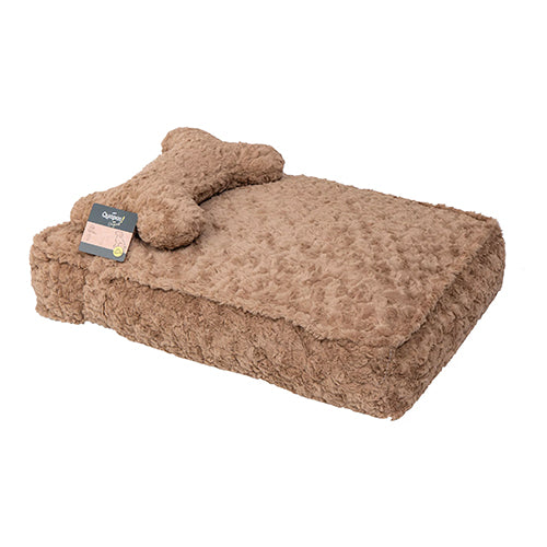 Quapas! hondenkussen met bot (steunkussen) beige - 3 maten