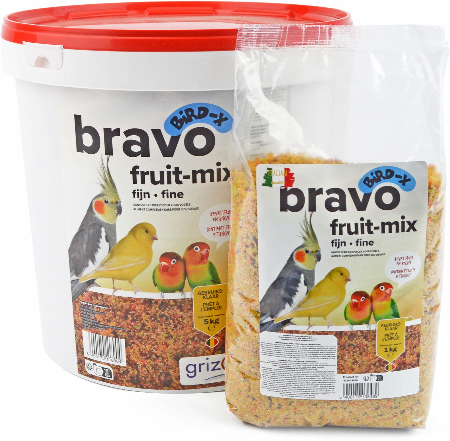 Opfokvoer Bravo Fruit mix fijn  1 - 5 kg
