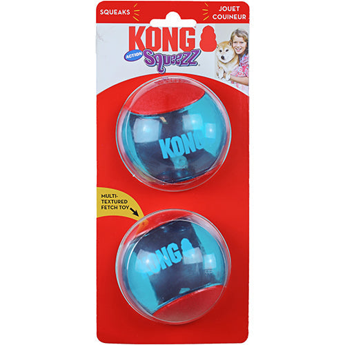 KONG Squeezz Action Honden Bal - Rubber - Rood - L - 8.3 cm