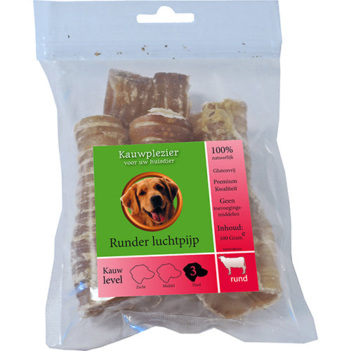 Natuurlijke Snack Rund - Runderluchtpijp verkrijgbaar in 2 maten