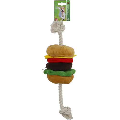 Boony hamburger pluche + floss + piep 40cm