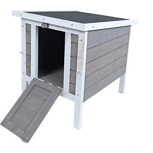 Nachthok voor knaagdieren of kippen -  Bouwpakket - Kleur:grijs/wit - Afmetingen: 42x52x48 cm