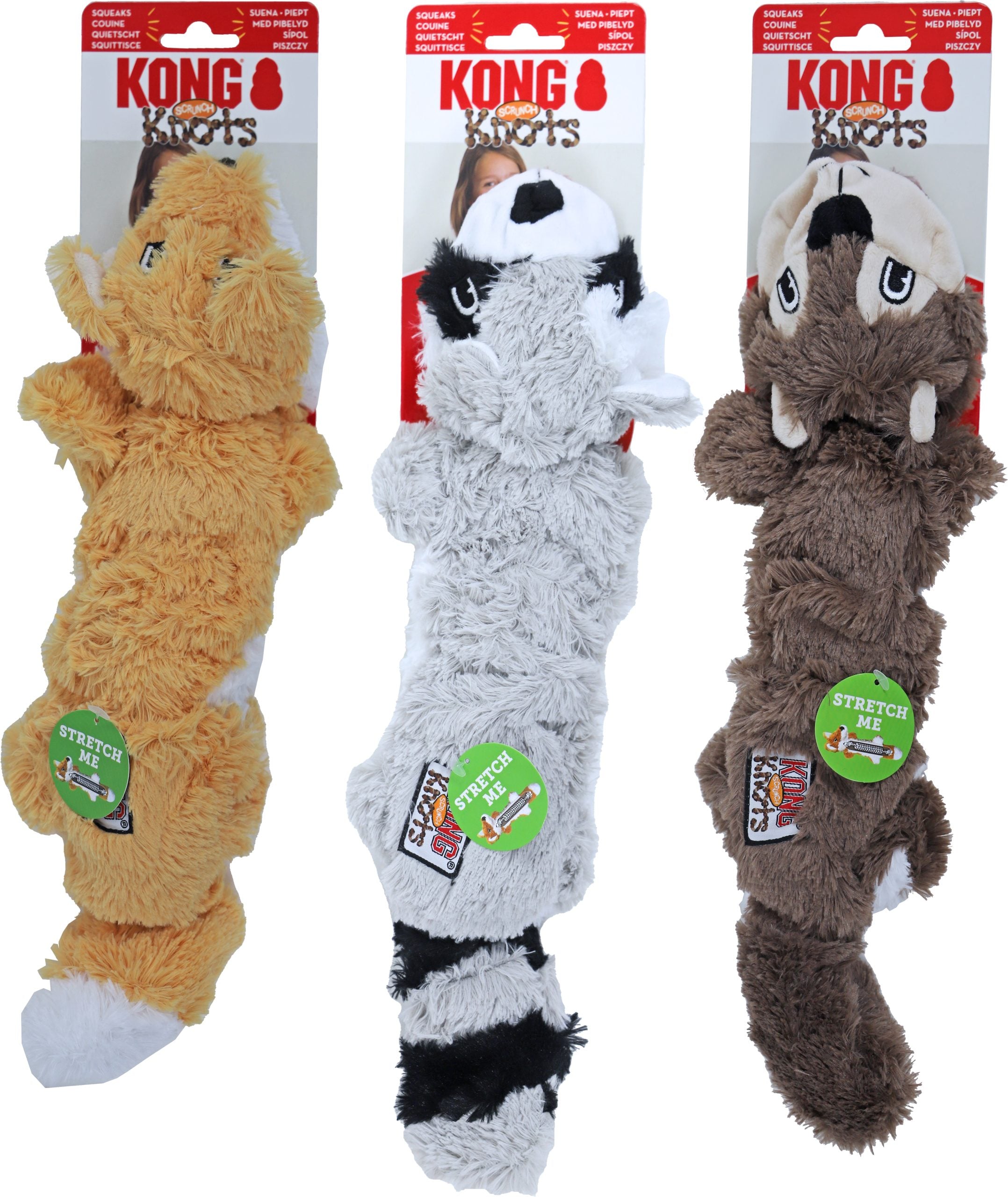 Kong hond Knots Scrunch eekhoorn S - L