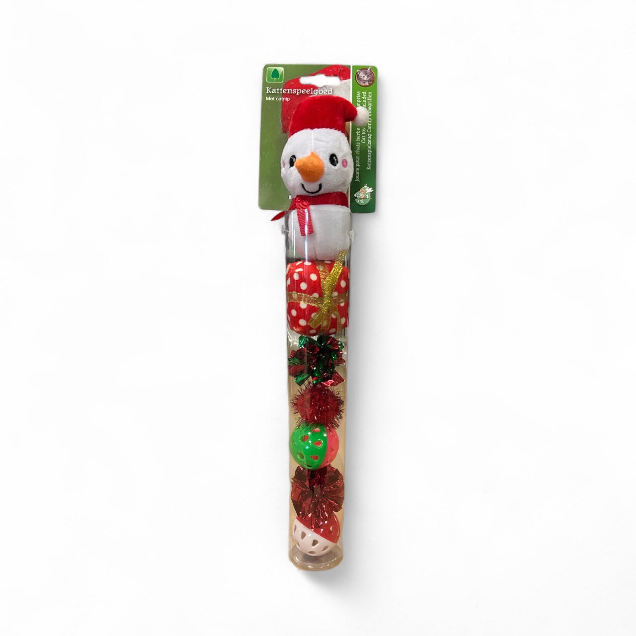 Kerstspeeltjes Voor Katten – Kerstkoker met Pluche & Balletjes - per 1 stuk