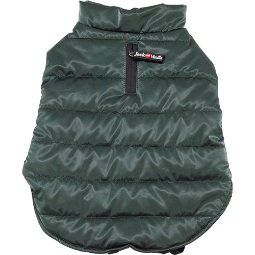Jack and Vanilla Hondenjas Puffer Groen – Warm, Wasbaar & Met Rits voor Tuigje - Verkrijgbaar in 6 maten