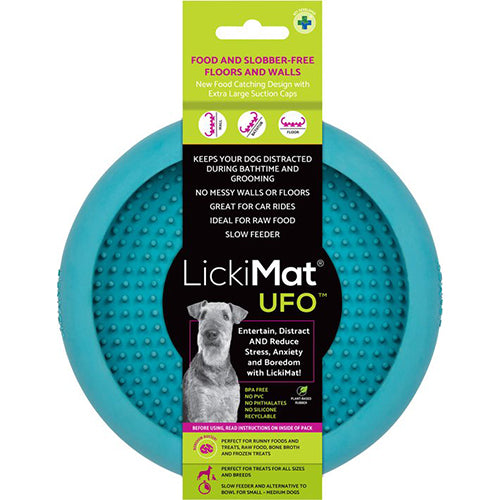 LickiMat UFO Leckmatte / Anti-Schling-Matte / Futterverlangsamungsmatte für Hunde - Türkis - 18 cm