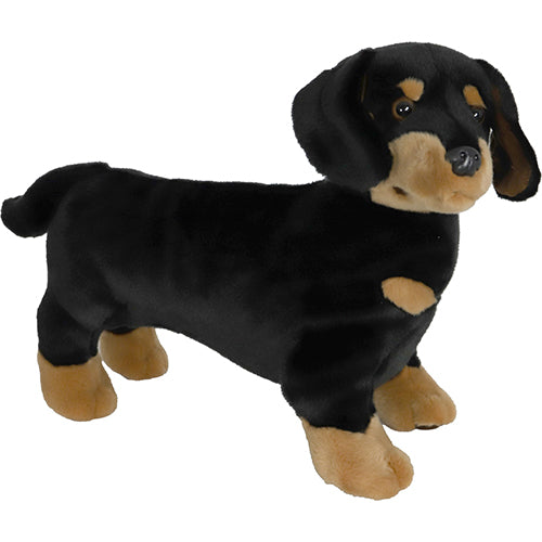 Boony natural decorations teckel pluche staand zwart 45cm