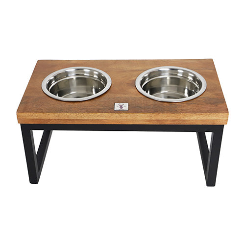 Boony Est 1941 Tafelservice aus Holz mit Metallrahmen – Erhöhter Doppel-Futter- und Wasserspender – Erhältlich in 4 Größen