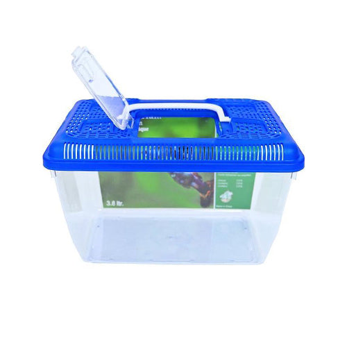 Plastic aquarium met blauwe deksel