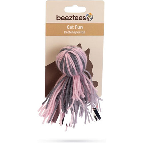 Beeztees Octopus Bal Octy - Wollen Kattenspeelgoed met Catnip - Grijs/Roze - 12x4x4 cm