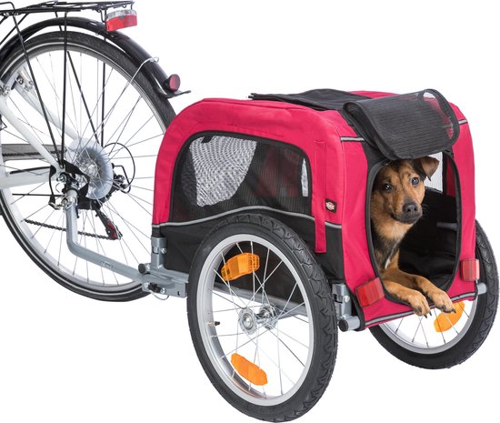 Trixie Fietskar - Hondenfietskar - Zwart Rood 53x60x60/117 Cm Tot 15 Kg Small