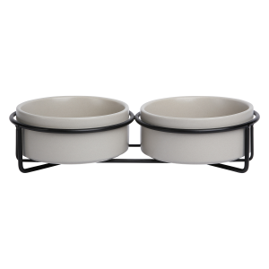 Jack and Vanilla dubbele keramische voerbak metalen stand Bon Appetit