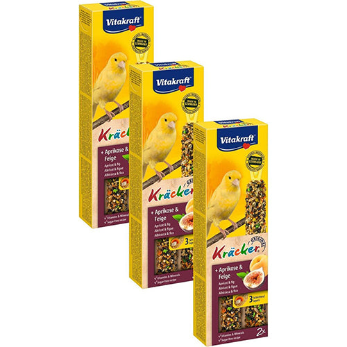 3x Vitakraft - Vogelsnack - Aprikose-Feige Cracker Kanarienvogel - 2in1