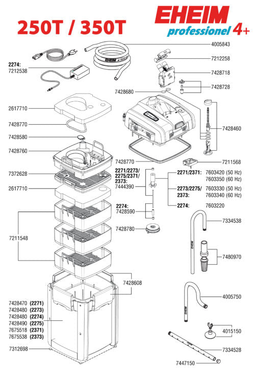 Eheim buitenfilter Professional 4+ thermo, 350 inclusief filtermassa