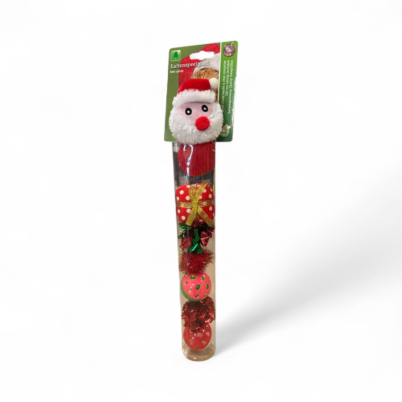 Kerstspeeltjes Voor Katten – Kerstkoker met Pluche & Balletjes - per 1 stuk