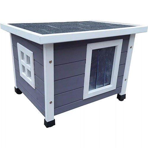 Katzenhaus Grau/Weiß XLAbmessungen: 68,5 × 54 × 51,5 cm — Eingang: 20 × 30 cm