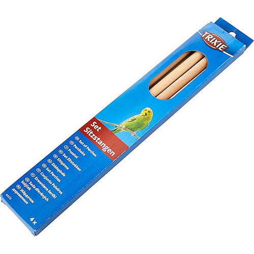 Trixie Houten Zitstokken met Kunststof Eindstukken - Afmetingen: 35x1,2 cm - 4 stuks