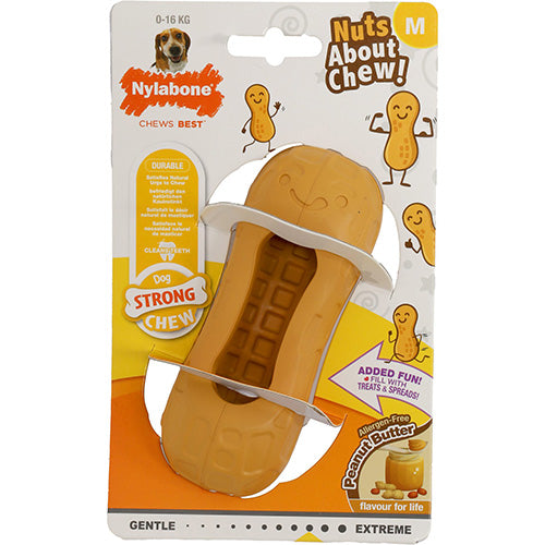 Nylabone Kauspielzeug Wolf Erdnuss-Leckerli Erdnussbutter - Mittelgroß für Hunde bis 16 kg
