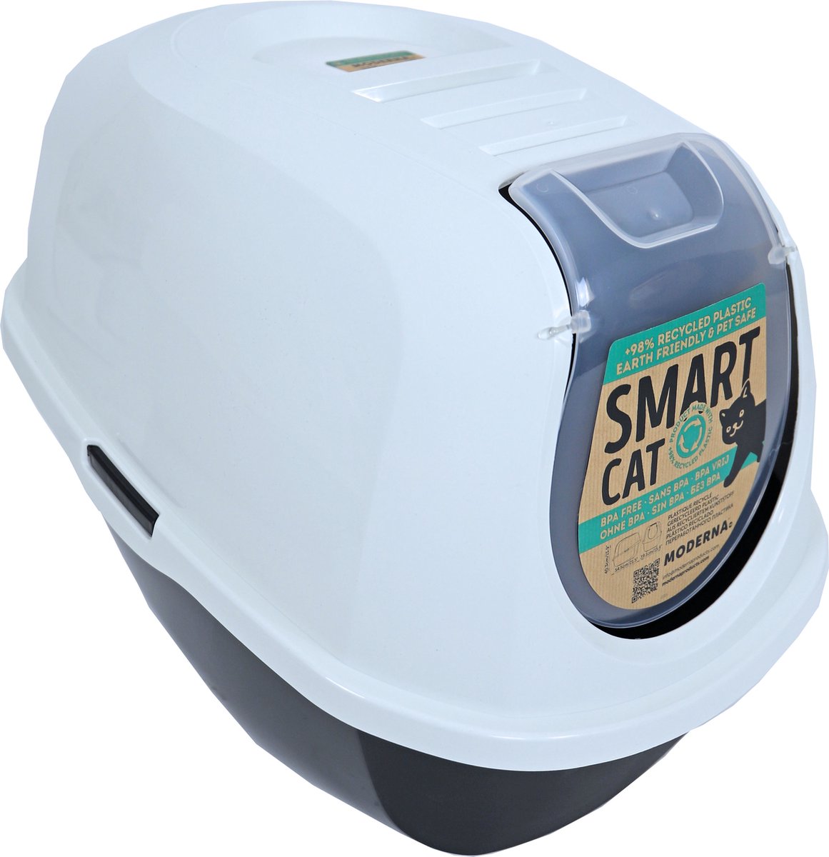 Moderna Kattenbak Smart-Cat - 53x39x41 cm - Licht Zwart/Graniet