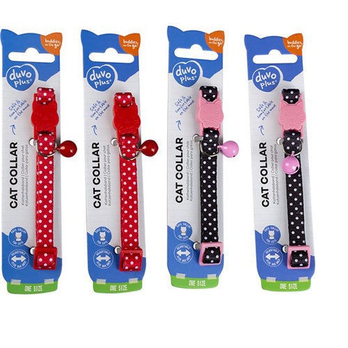 Duvoplus - Kattenhalsband Witte Bollen Nylon 20-30cm / 10mm Zwart/rood - 1st