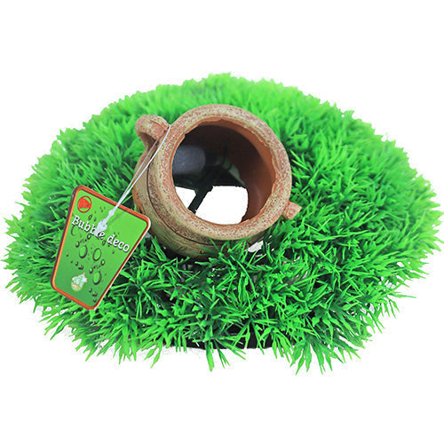 Boon Aqua Deco Ornament Bubble – Grüne Moospflanze und Topf mit Luftstrom – 21×21x9,5 cm