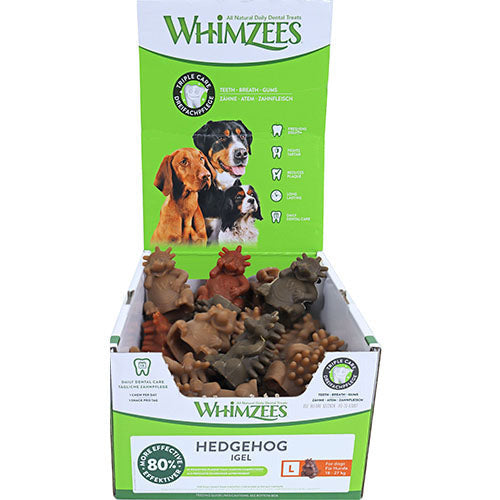 Whimzees hedgedog assorti, large in displaydoos