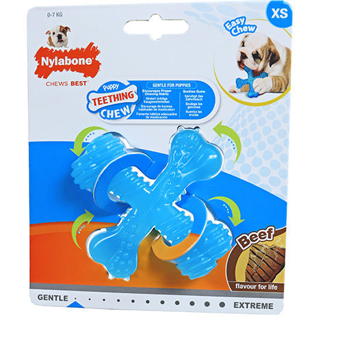 Nylabone puppy chew teething X-bone rundssmaak XS