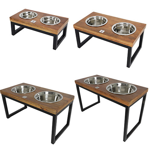 Boony Est 1941 Tafelservice aus Holz mit Metallrahmen – Erhöhter Doppel-Futter- und Wasserspender – Erhältlich in 4 Größen