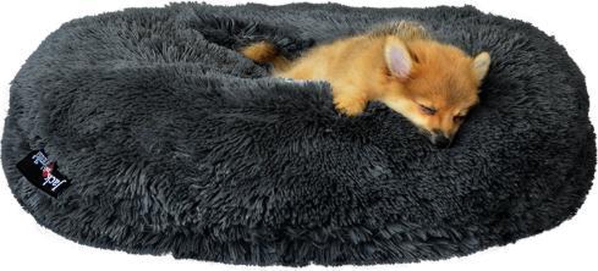 Jack and Vanilla Puff long plush grijs superdikke donut kussen