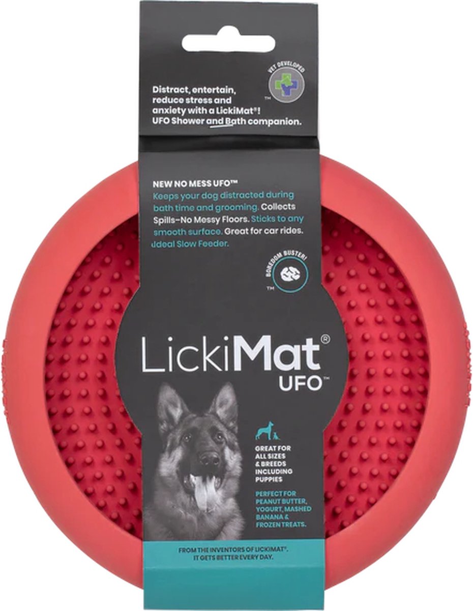 LickiMat UFO – Leckmatte / Anti-Schling-Matte / Futterverlangsamerer – Rosa – 20 cm