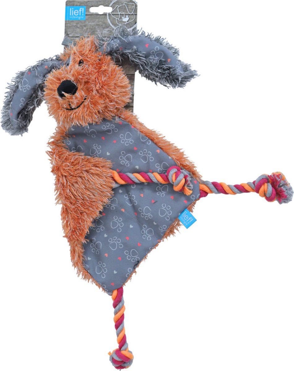 lief! Girls Hondenspeelgoed - Platte Teckel met piep - 40 cm - 1 stuk assorti