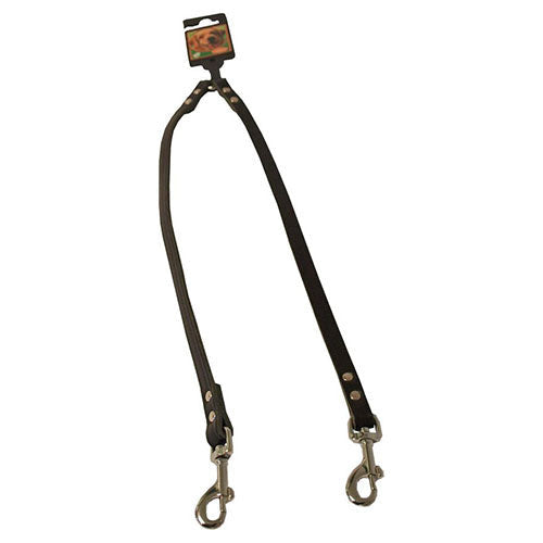 Boon Dog Fashion - Leren Koppelstel/ Koppellijn - 12 mm/47 cm + 47 cm - Donkerbruin