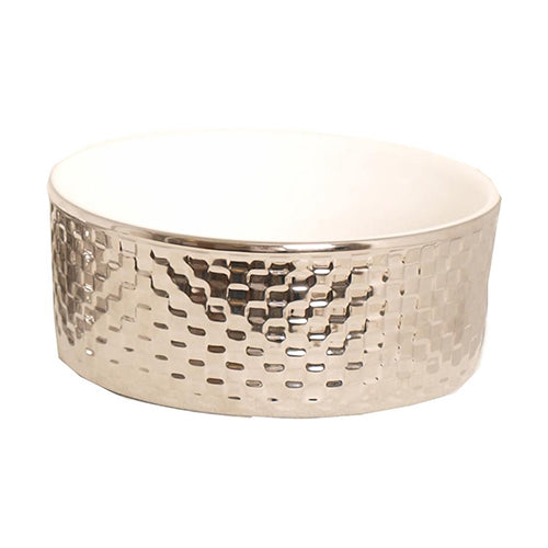 Hondeneetbak prestige zilver / wit 18 cm