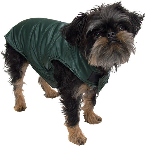 Jack and Vanilla Hondenjas Puffer Groen – Warm, Wasbaar & Met Rits voor Tuigje - Verkrijgbaar in 6 maten