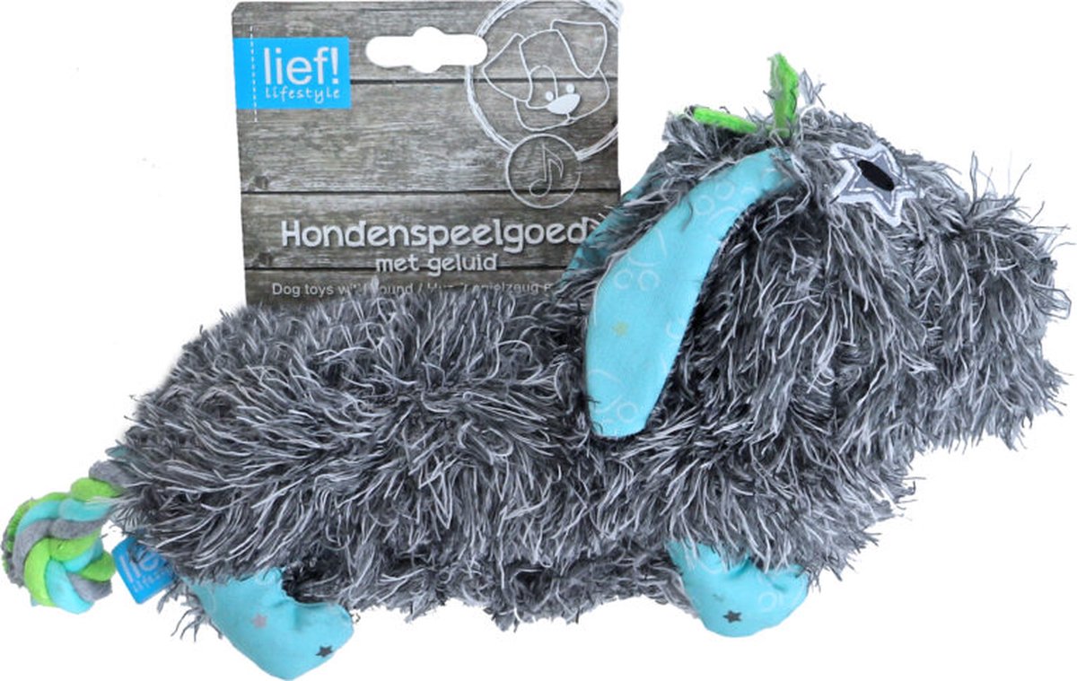 lief! Boys hondenspeelgoed - teckel met piep -28 cm - Kleur: assorti 1 stuk