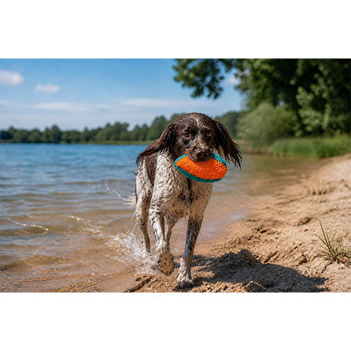 De Boon Hunde-Rugbyball mit weichem Knopf und Quietscher, 19 cm
