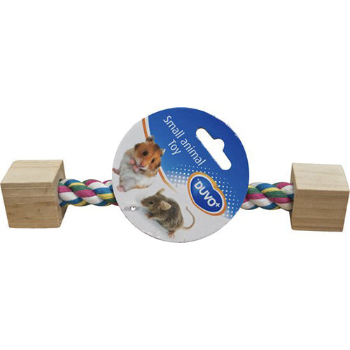 Duvoplus - Spielzeug für Tiere - Nagetiere - Spielseil mit Holzklötzen 3x3x20cm - 1.