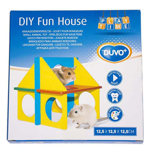 Duvo DIY Fun House Knaagdieren Huisje - 12,5x12,5x12,5 cm