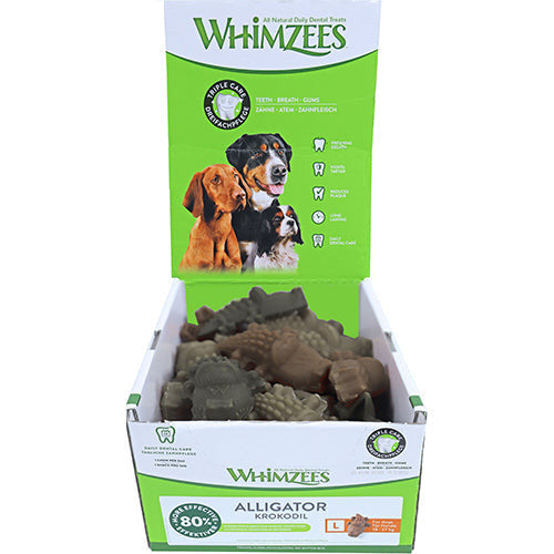 Whimzees kauwsnacks alligator in displaydoos